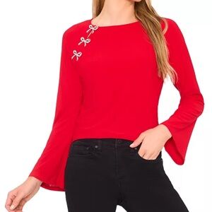 CeCe
Women's Imitation Pearl Bow Long-Sleeve Knit Top